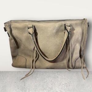 Rebecca Minkoff Regan Taupe Leather Fringe Tote Bag‎ Satchel Handbag Purse